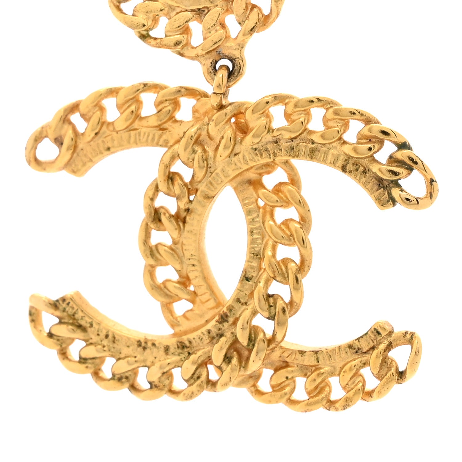 Chanel Metal Pearl CC Chain Drop Earrings Gold 5 of 6