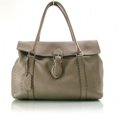 Fendi Calfskin Romano Selleria Linda Satchel Silver 1 of 12