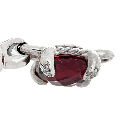 David Yurman Sterling Silver Rhodolite Garnet Diamond 8mm Chatelaine Bracelet 4 of 5