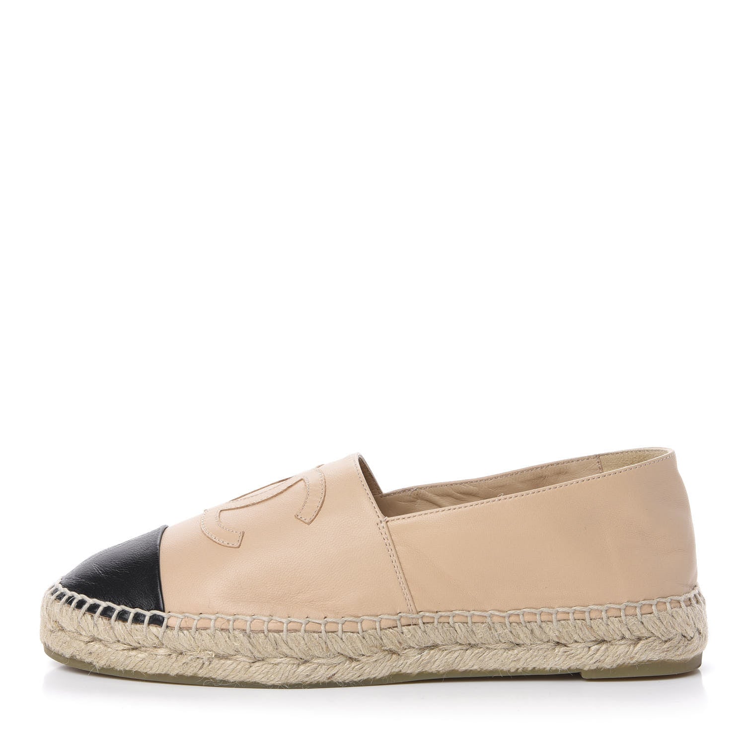 Chanel Lambskin CC Espadrilles 38 Beige Black 1 of 11