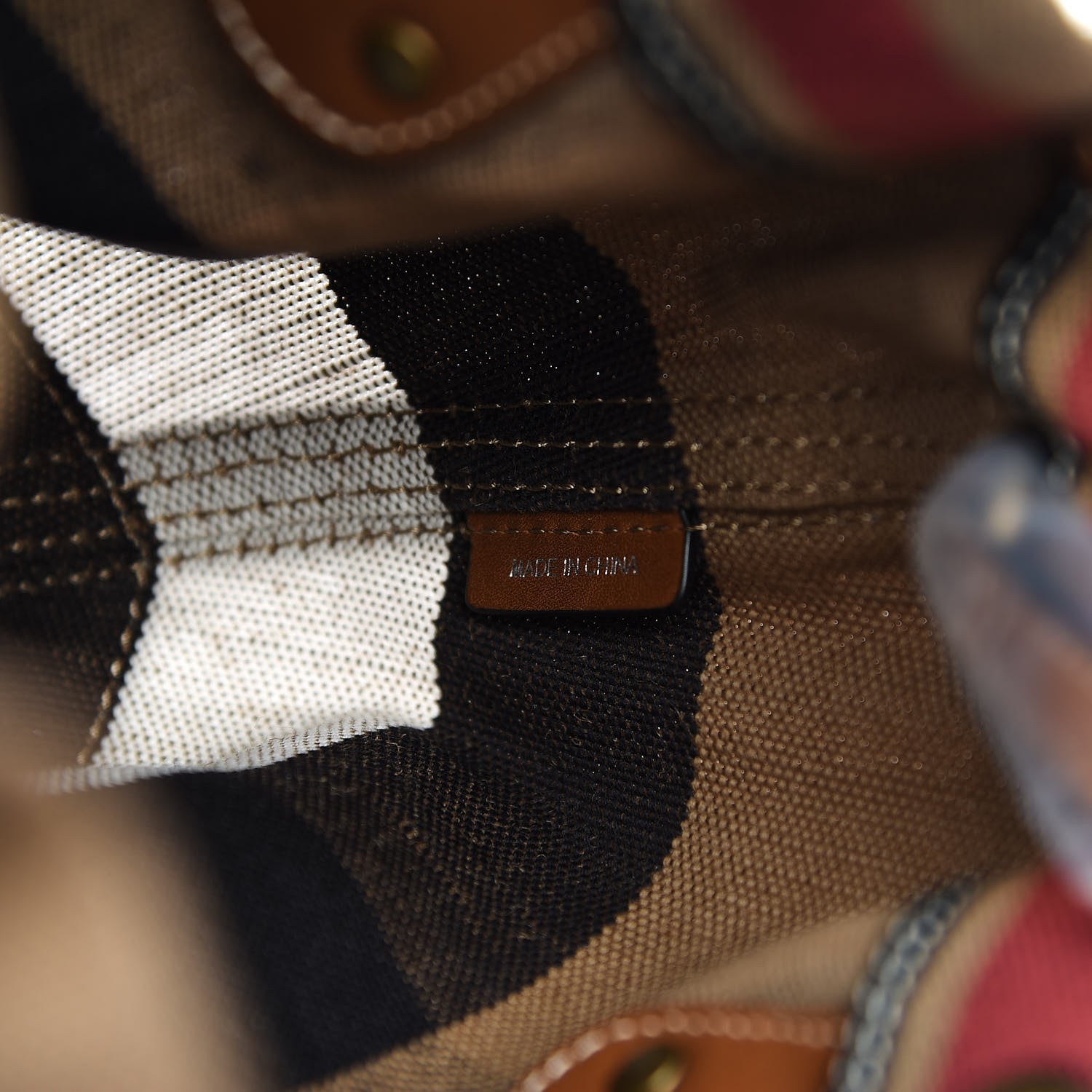 Burberry Canvas Mega Check Small Bucket Tan 5 of 8