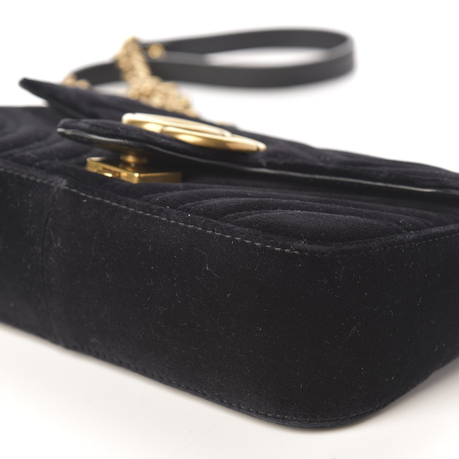 Gucci Velvet Matelasse Mini GG Marmont Shoulder Bag Black 5 of 9