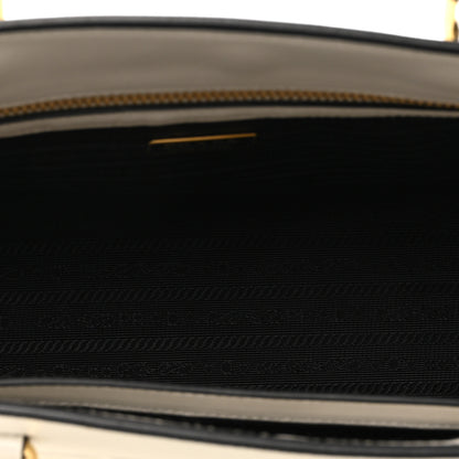 Prada Saffiano Lux Logo Embossed Medium Shoulder Tote Handbag White 5 of 12