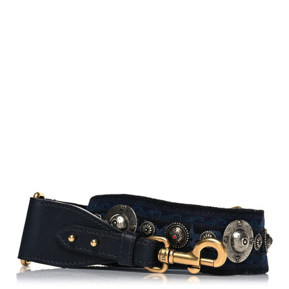 Christian Dior Canvas Embroidered Studded KaleiDiorscopic Adjustable Shoulder Strap Blue 1 of 5