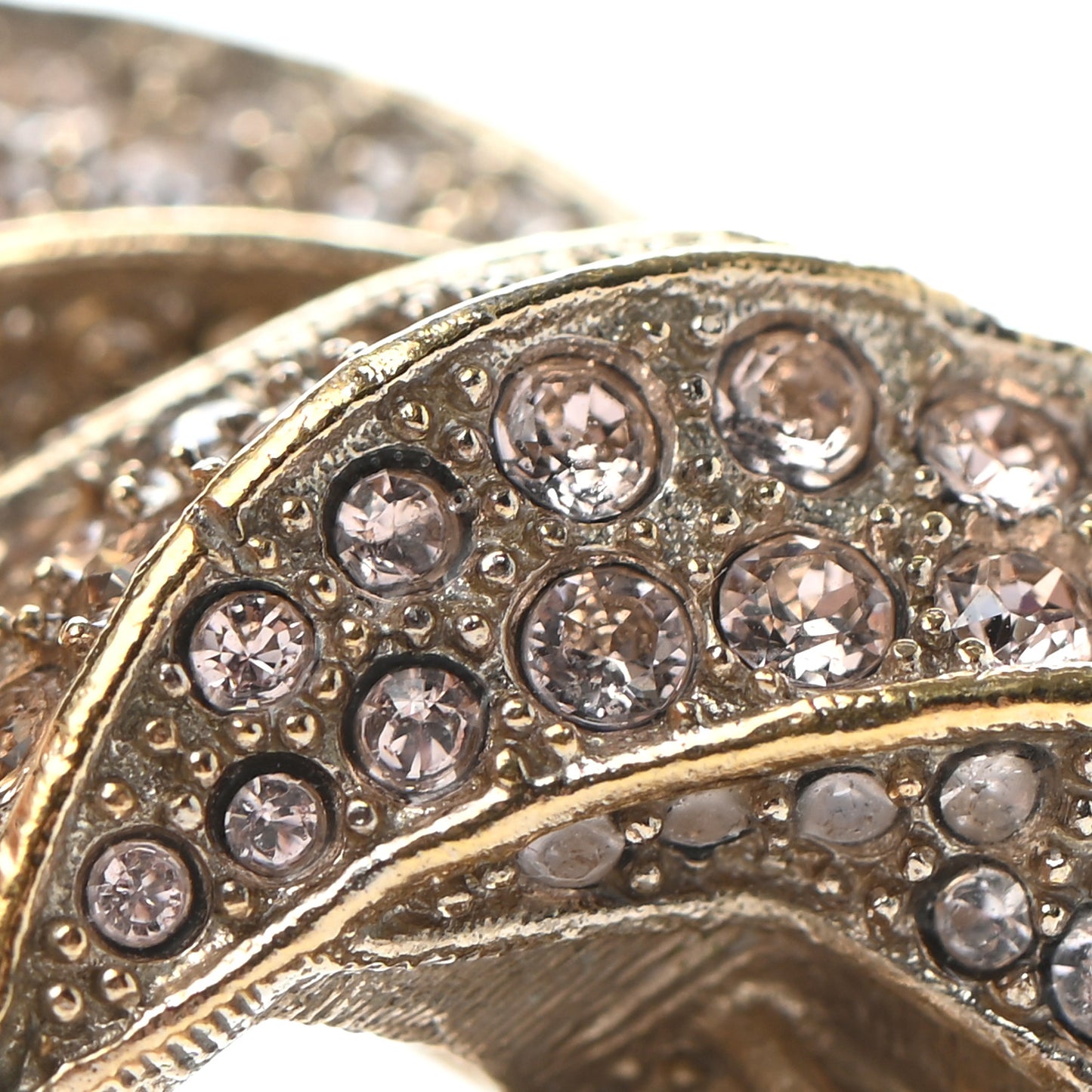 Crystal Twisted CC Brooch Gold Pale Pink