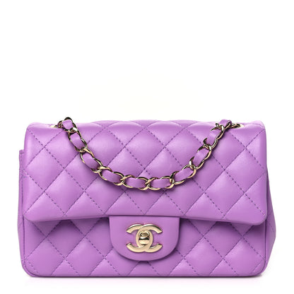Chanel Lambskin Quilted Mini Rectangular Flap Purple 1 of 10