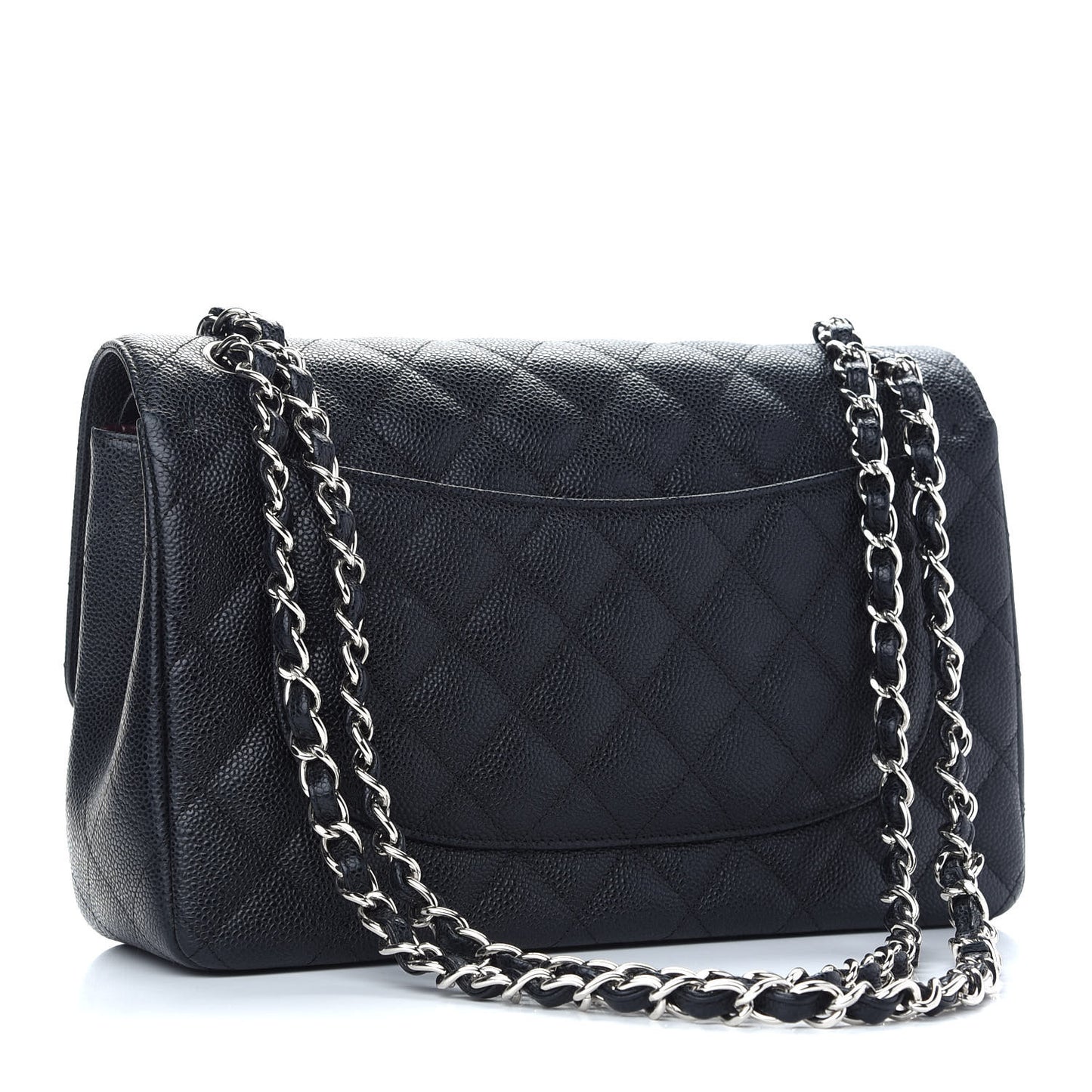 Caviar Quilted Jumbo Double Flap Black