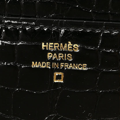 Hermes Shiny Alligator Constance Long Wallet Black 6 of 6