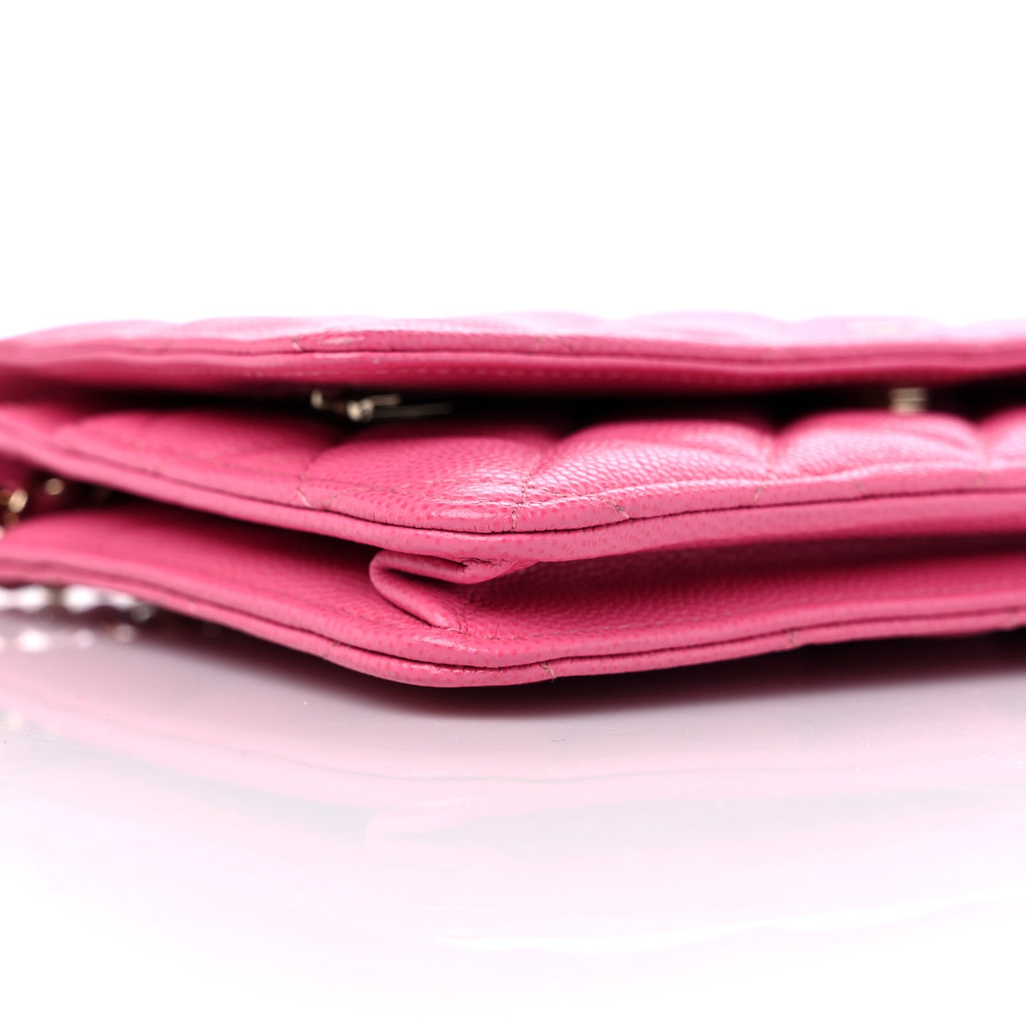 Caviar Quilted Wallet on Chain WOC Fuchsia
