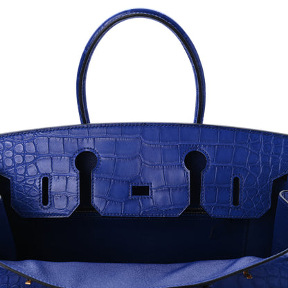 Hermes Matte Alligator Birkin 30 Bleu Electrique 15 of 32