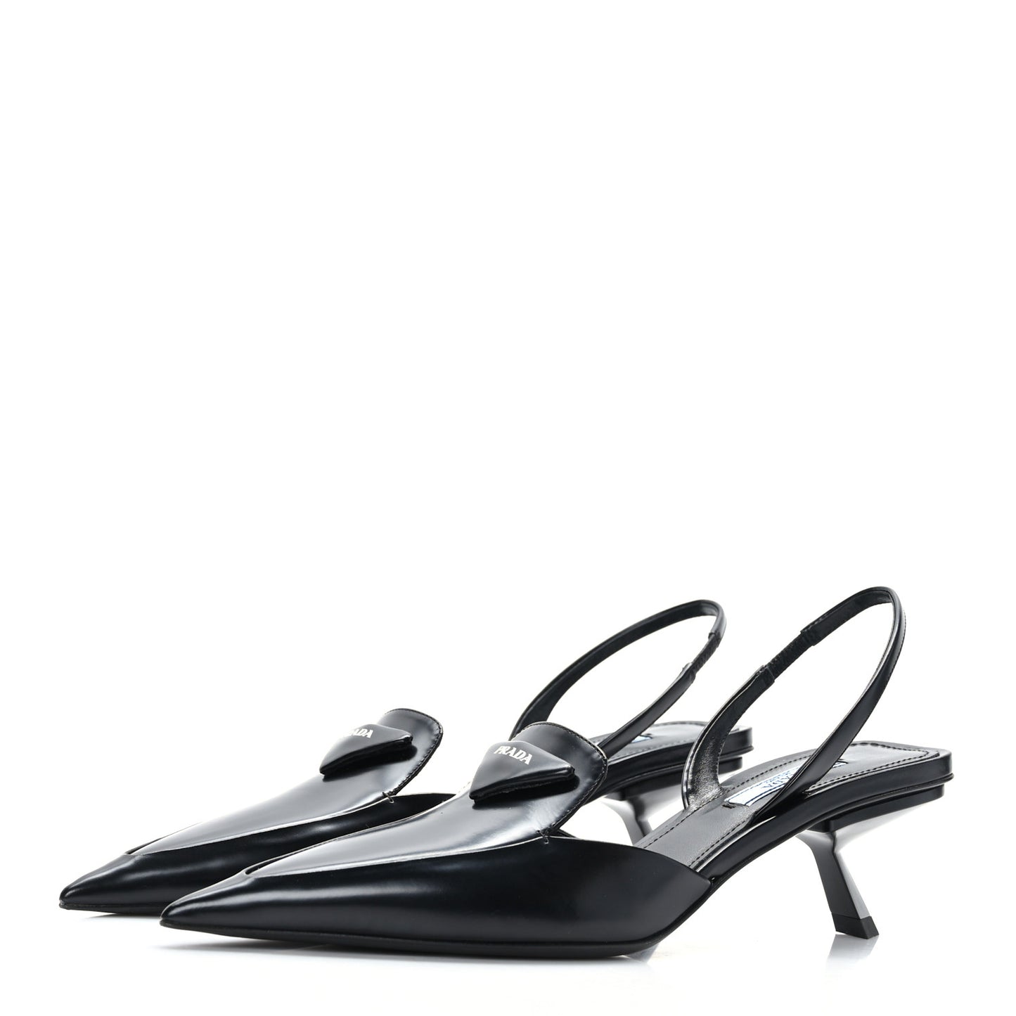 Spazzolato Logo Pointed Toe 55mm Slingback Pumps 38 Black