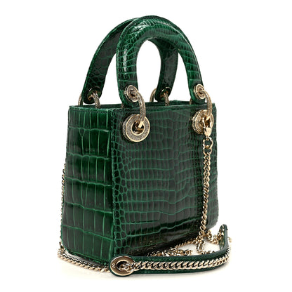 Christian Dior Crocodile Crystal Mini Lady Dior Green 3 of 10