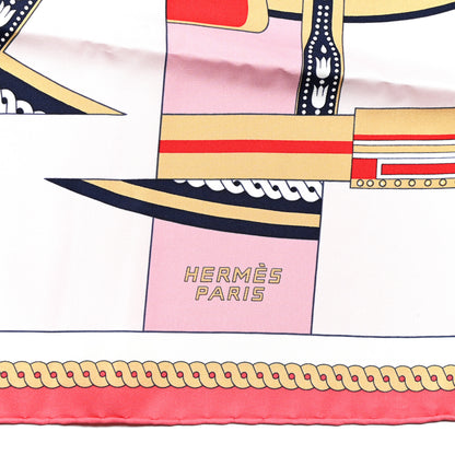 Hermes Silk La Berline Bayadere Scarf 90 Vieux Rose Rouge 2 of 6