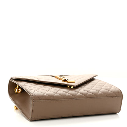 Saint Laurent Grain De Poudre Textured Mixed Matelasse Medium Triquilt Monogram Satchel Dark Latte 3 of 9