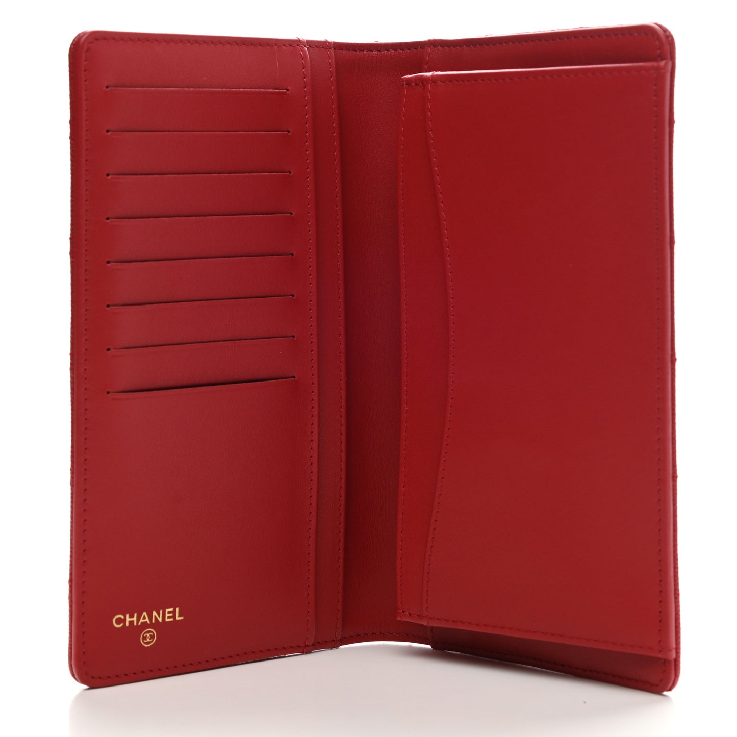 Caviar Quilted Yen Wallet Dark Red