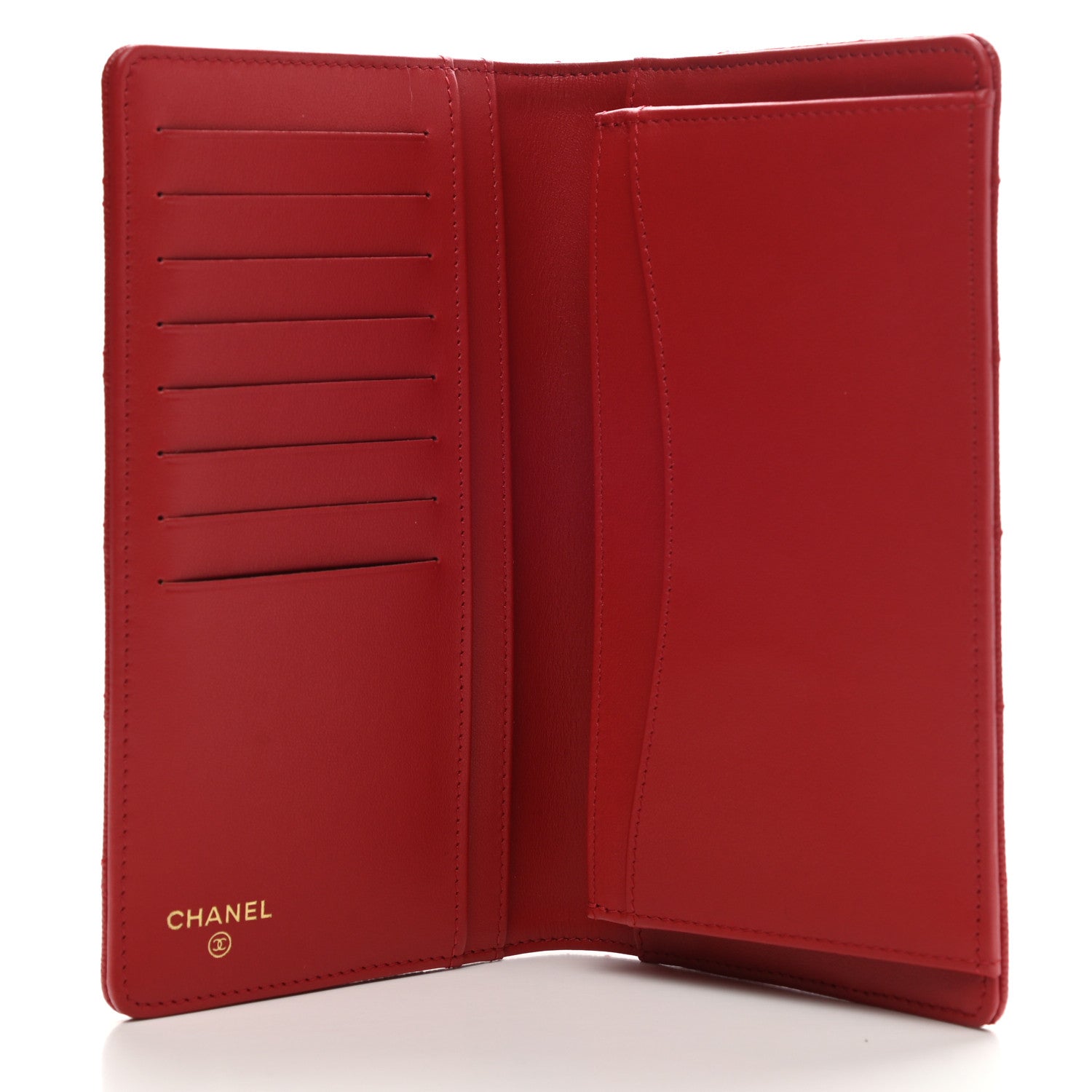 Chanel Caviar Quilted Yen Wallet Dark Red 5 of 9
