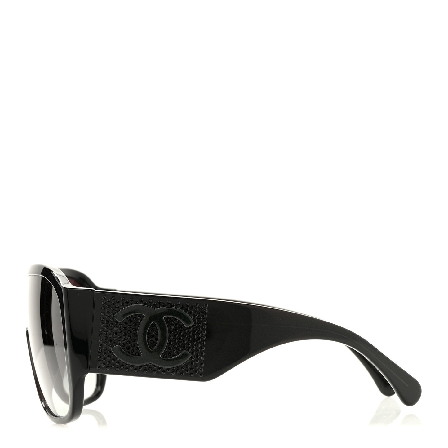 Acetate Crystal CC Shield Sunglasses 5466-B-A Black