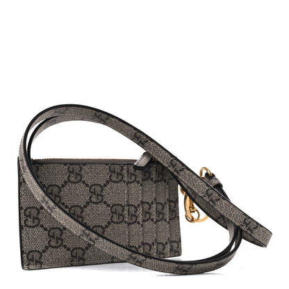 Gucci X BALENCIAGA GG Supreme Monogram Logo Card Case With Strap Beige Ebony 3 of 7
