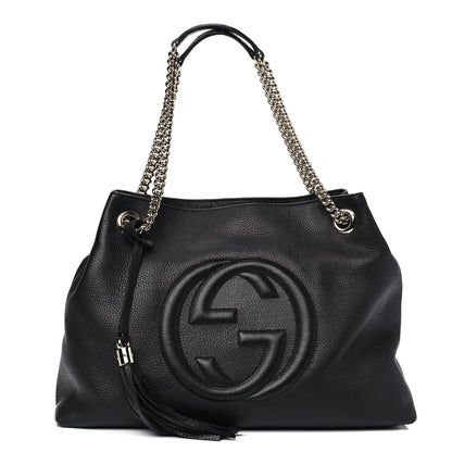 Gucci Pebbled Calfskin Medium Soho Chain Shoulder Bag Black 1 of 4