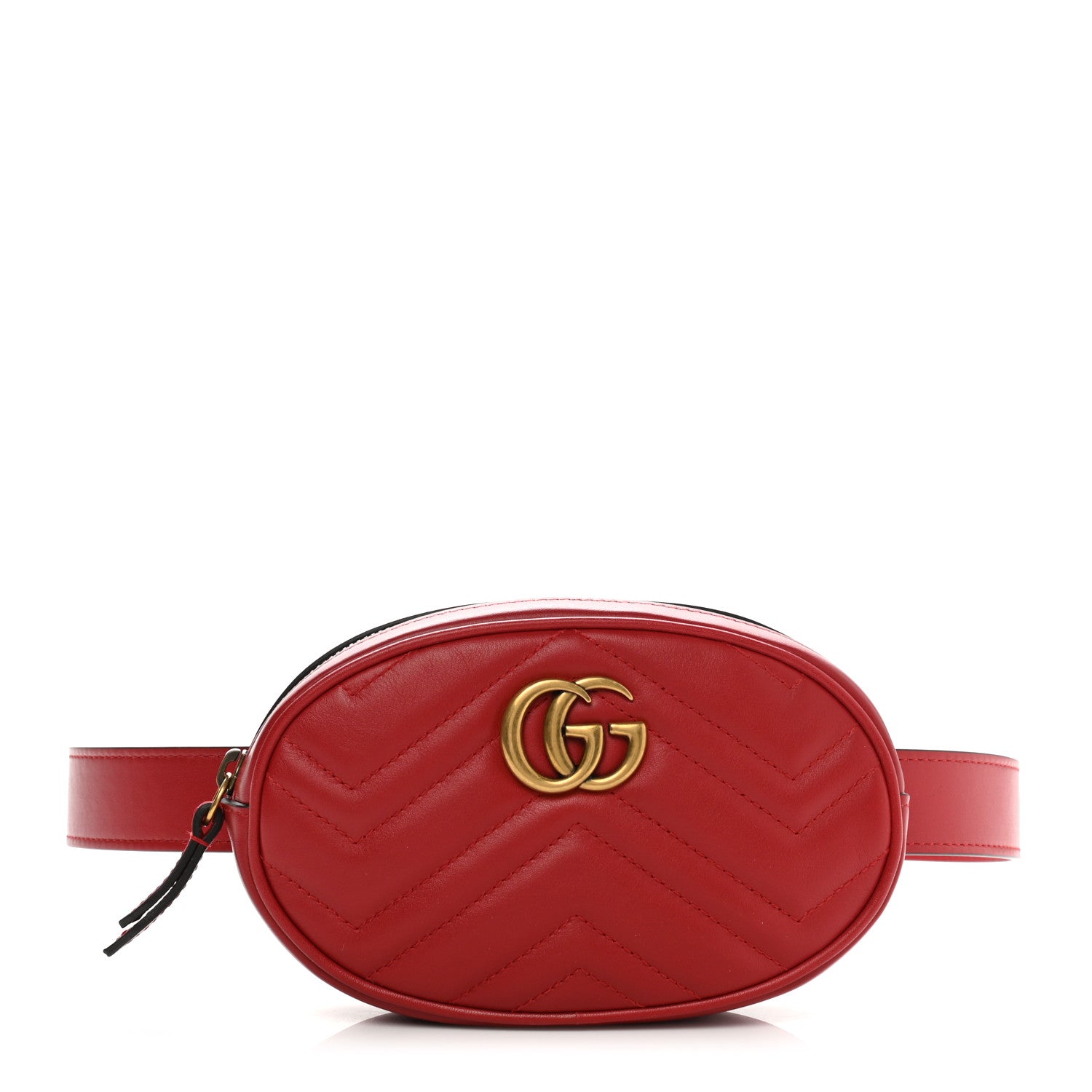 Gucci Calfskin Matelasse GG Marmont Belt Bag 85 34 Hibiscus Red 1 of 14