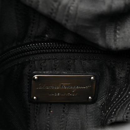 Salvatore Ferragamo Padded Calfskin Embossed Fold Over Shoulder Bag Black 6 of 9