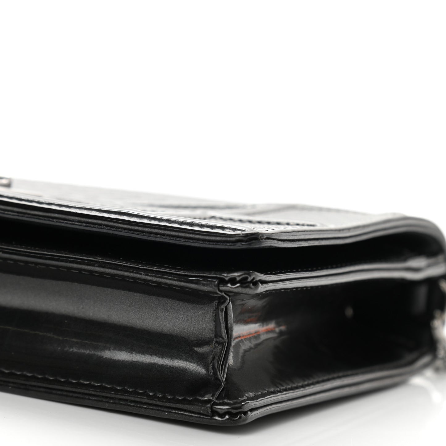 Metallic Patent Micro-Cannage Small Diorama Flap Bag Onyx Black