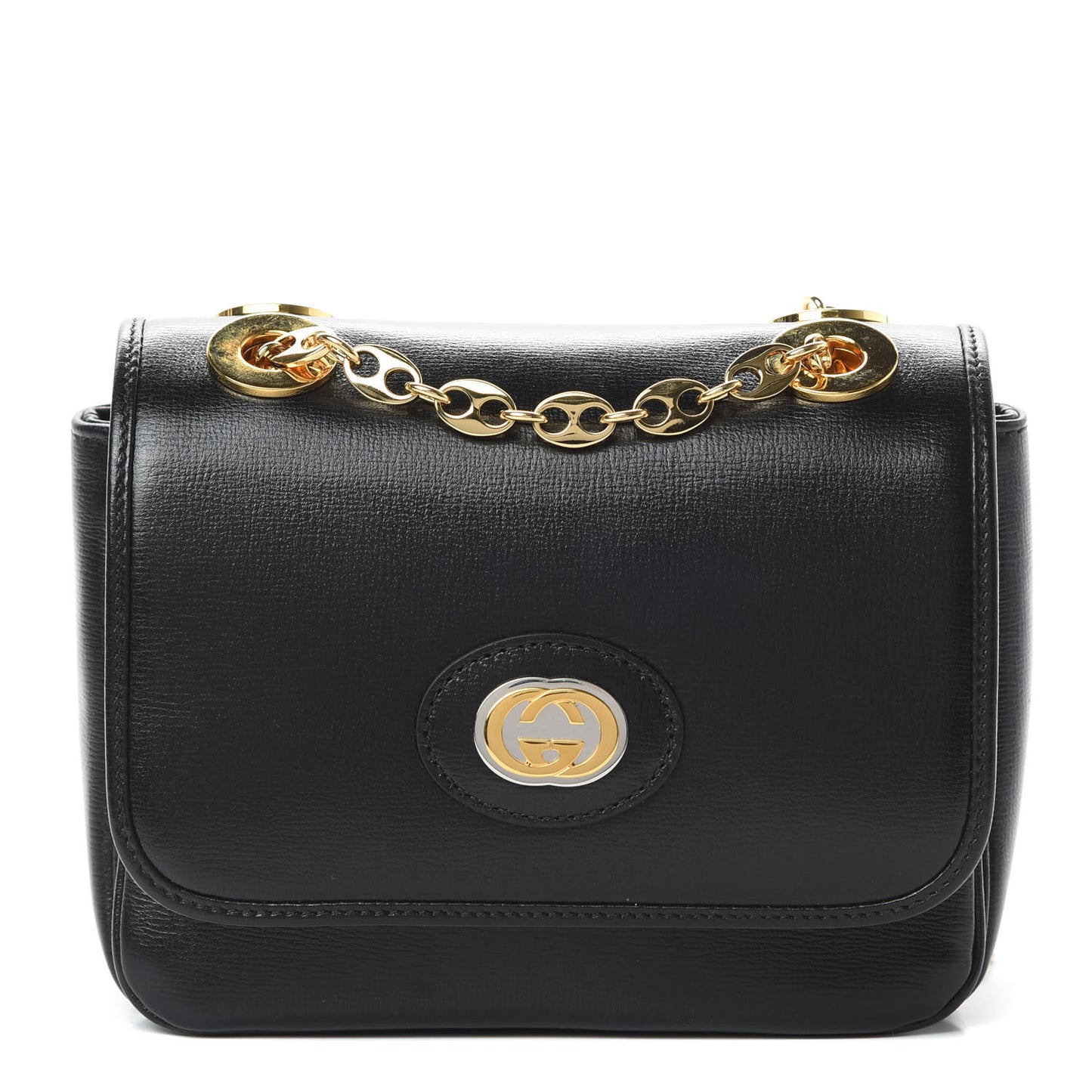 Azalea Calfskin Mini Marina Chain Shoulder Bag Black