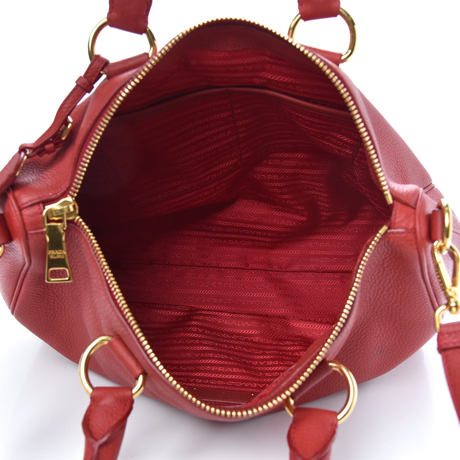 Prada Vitello Daino Top Handle Shoulder Bag Rosso 5 of 15