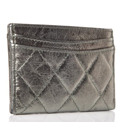 Chanel Metallic Aged Calfskin Quilted Reissue Card Holder Green 3 of 10