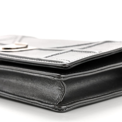 Christian Dior Metallic Grained Calfskin Diorama Wallet on Chain Pouch Gunmetal Grey 9 of 10