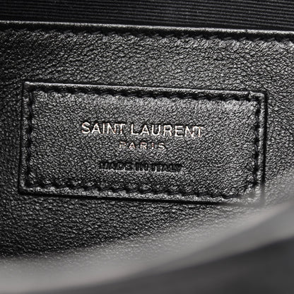 Saint Laurent Calfskin Crocodile Embossed Matelasse Monogram Baby Niki Chain Satchel Black 6 of 9