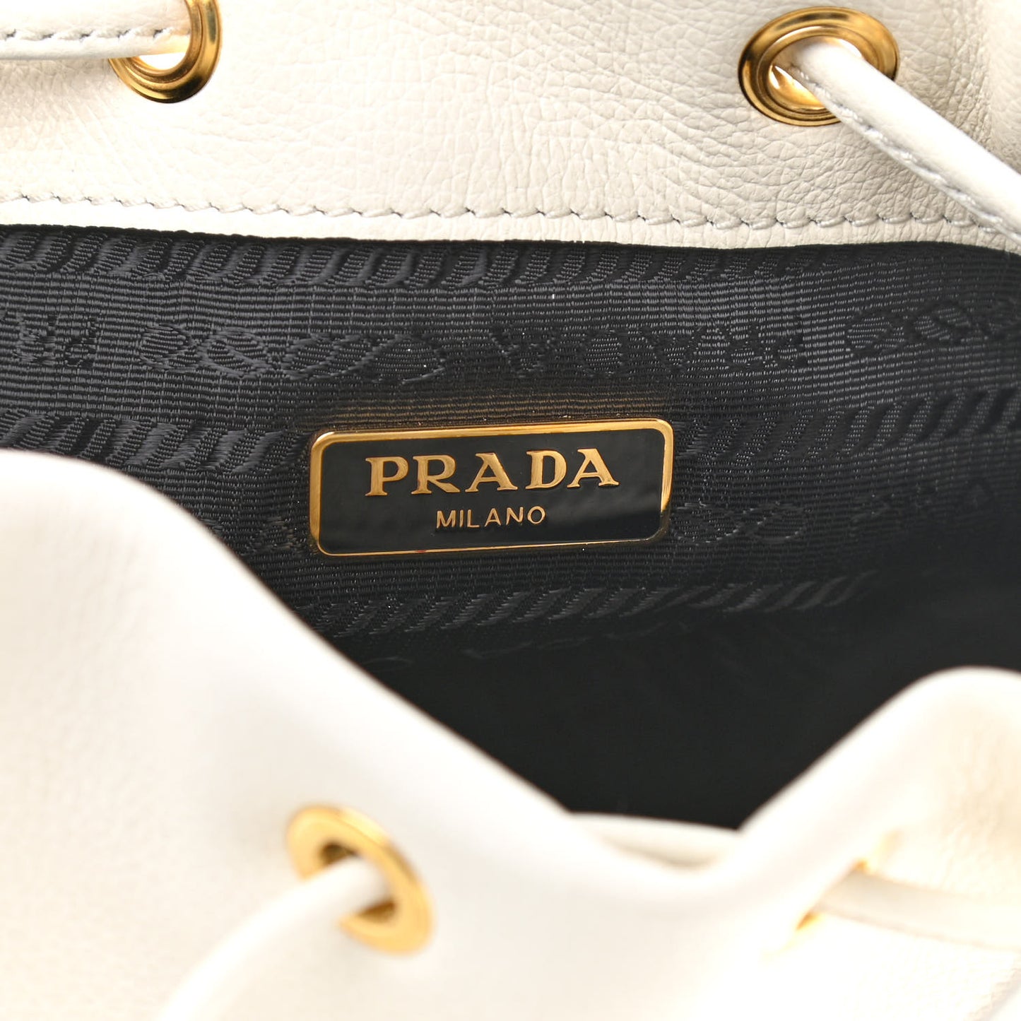 Glace Calfskin Logo Mini Bucket Crossbody Bag White