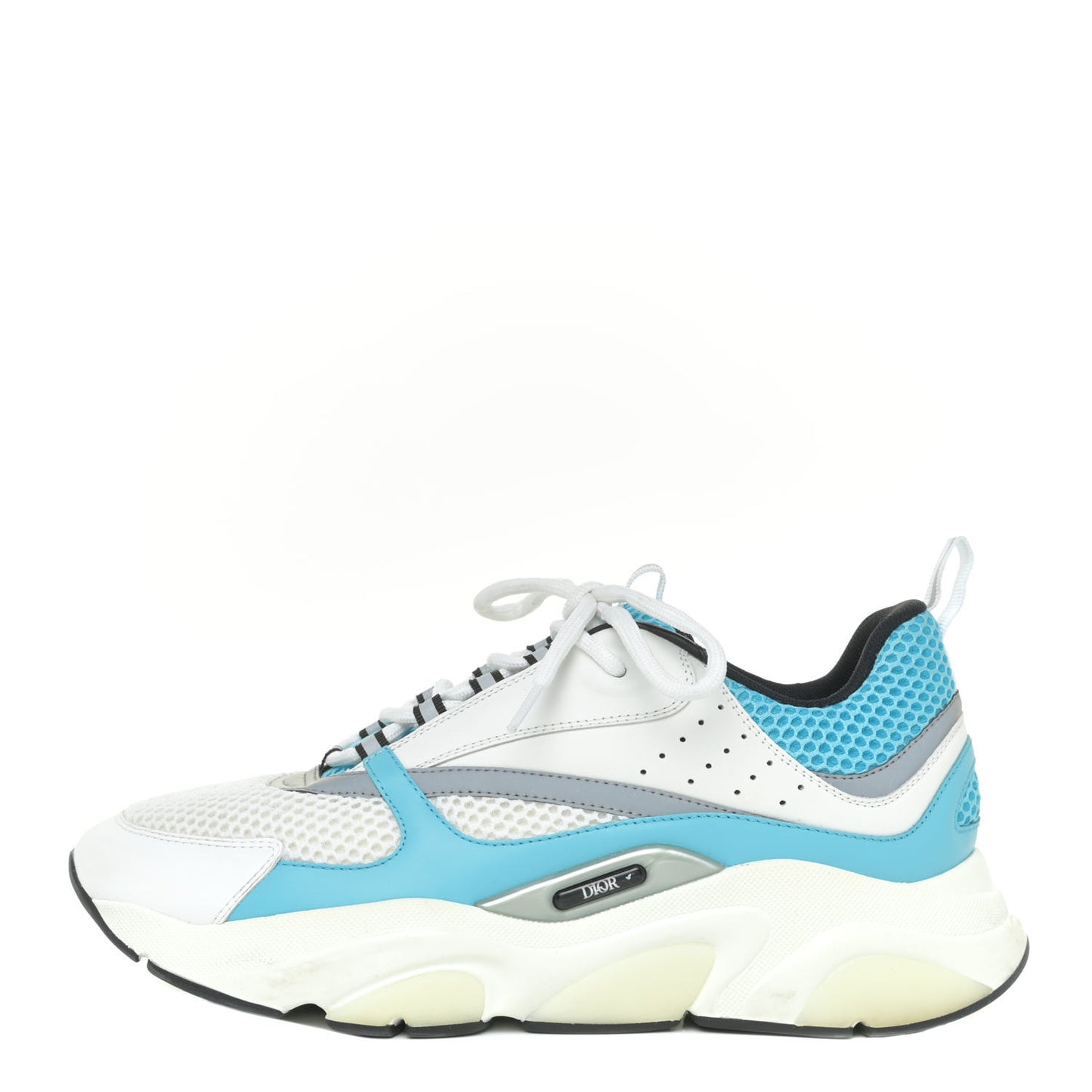 Technical Mesh Calfskin Mens B22 Sneakers 43 White Blue Grey