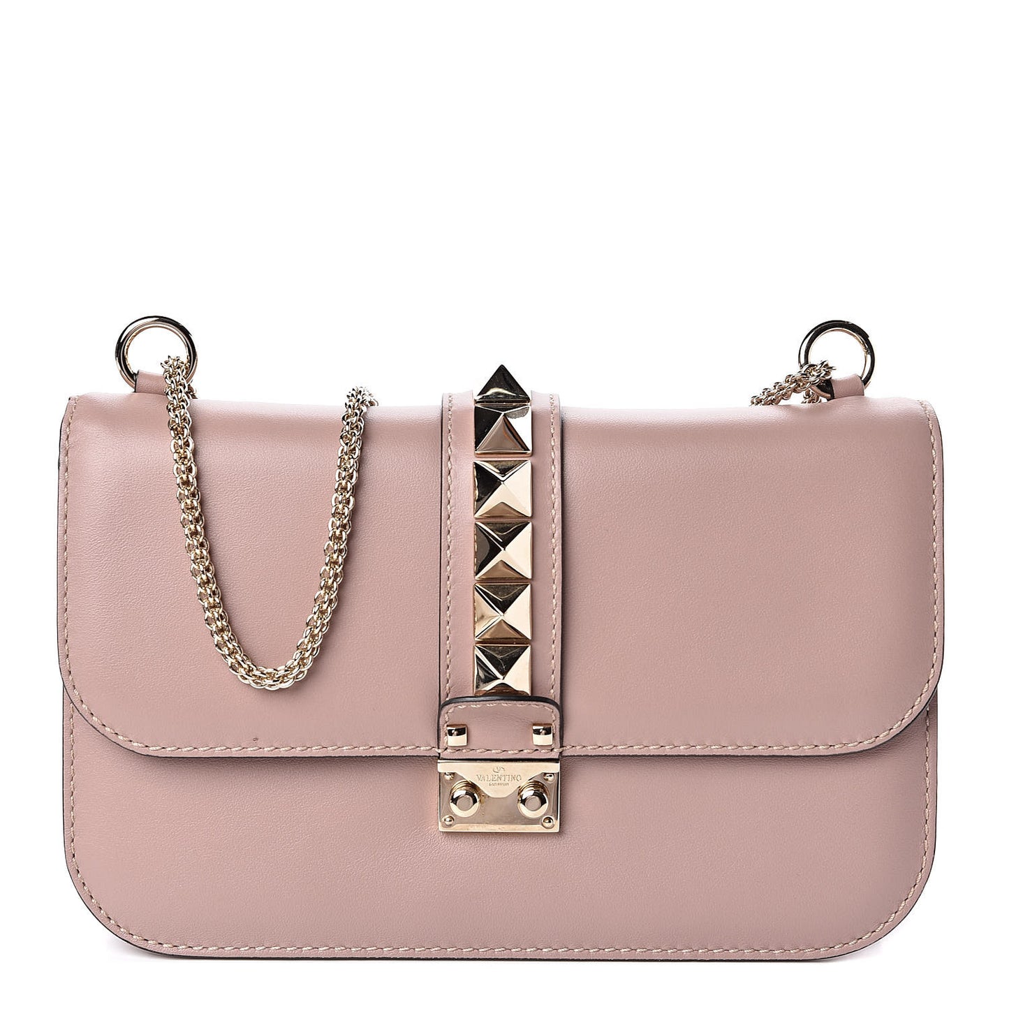 Vitello Medium Glam Lock Rockstud Flap Poudre