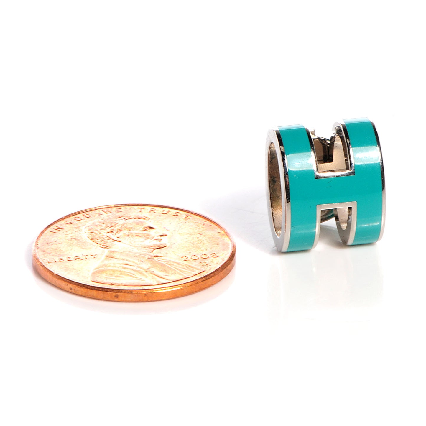 Palladium Lacquered Pop H Earrings Emerald