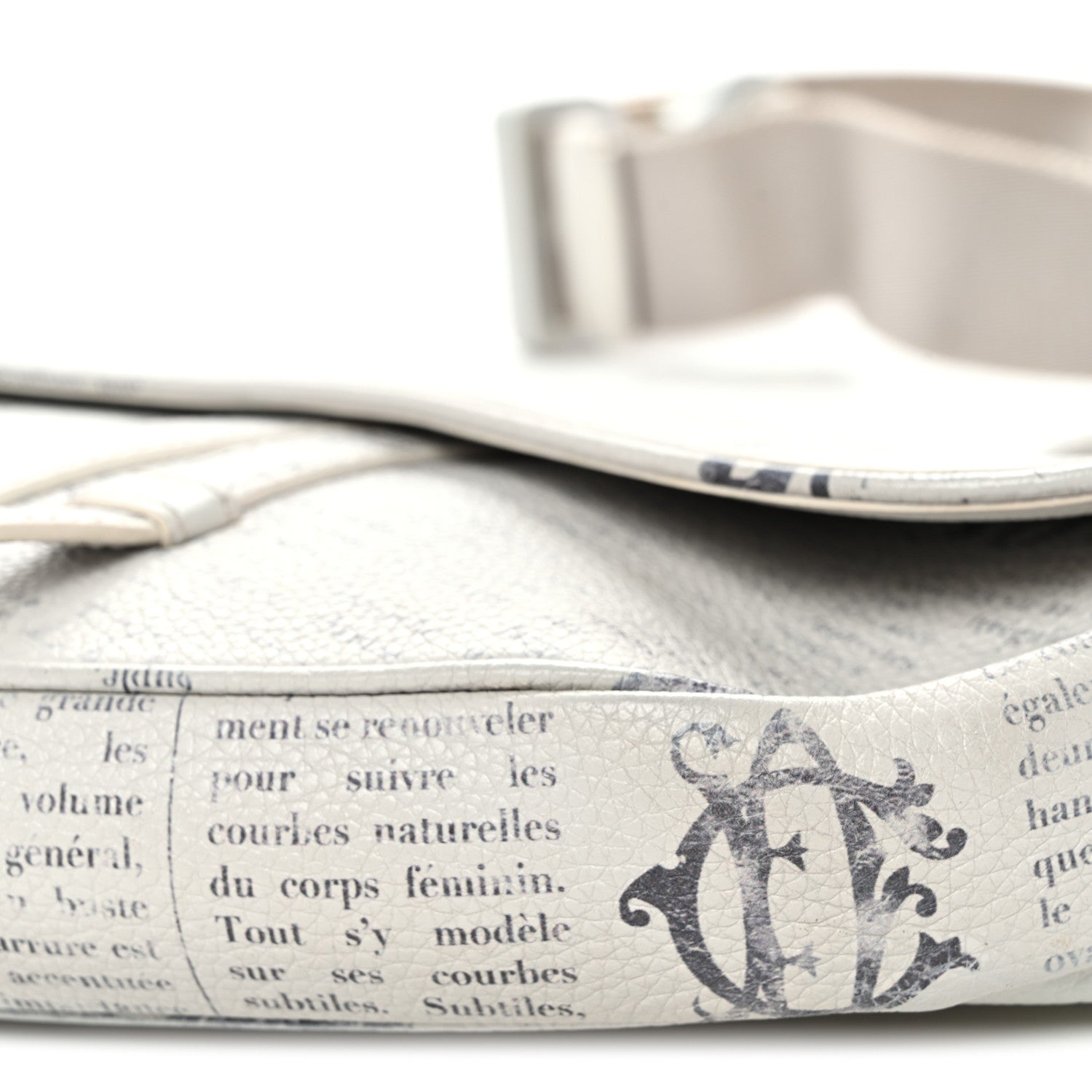 Christian Dior X Daniel Arsham Grained Calfskin Newspaper Print Saddle Bag White 10 of 10