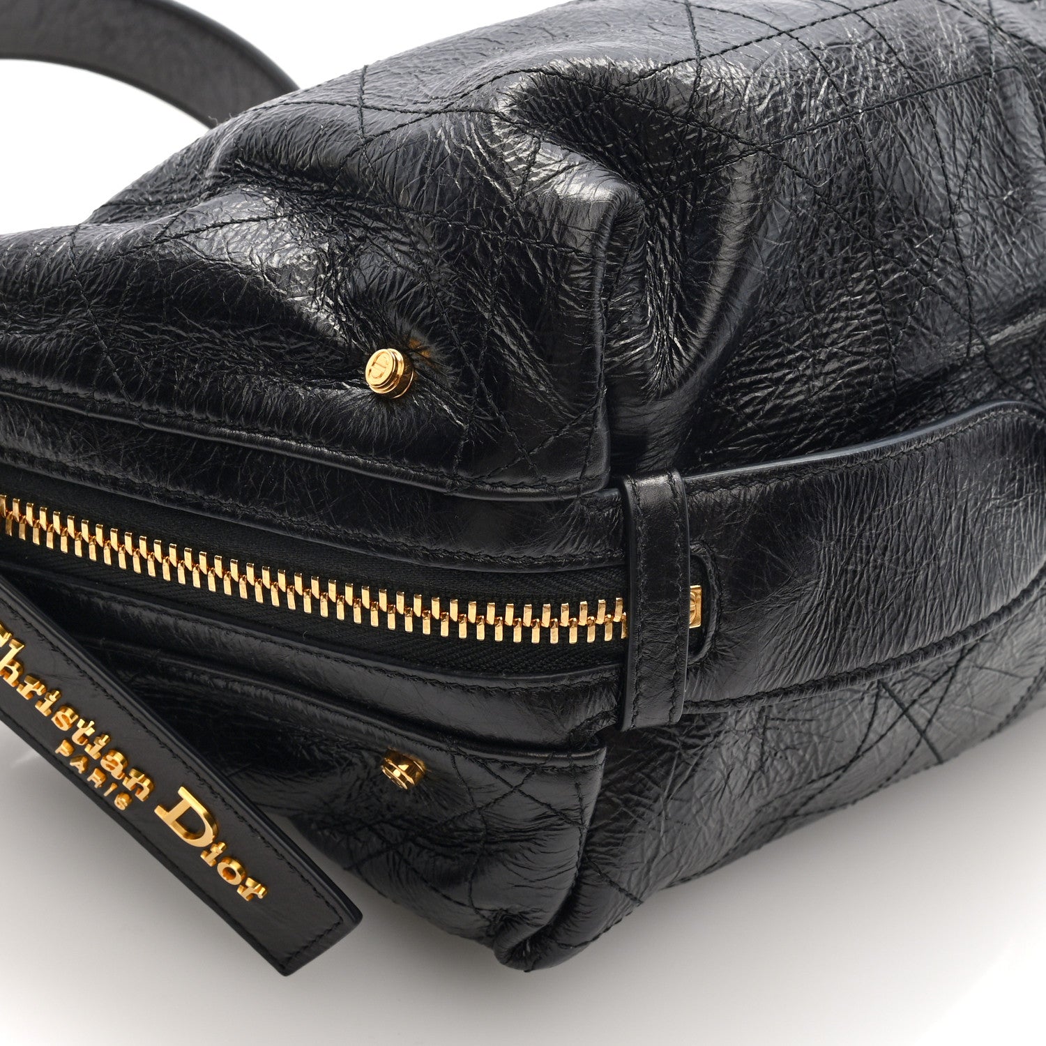 Christian Dior Crinkled Calfskin Macrocannage Medium D-Journey Bag Black 8 of 9