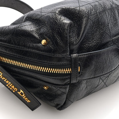Christian Dior Crinkled Calfskin Macrocannage Medium D-Journey Bag Black 8 of 9