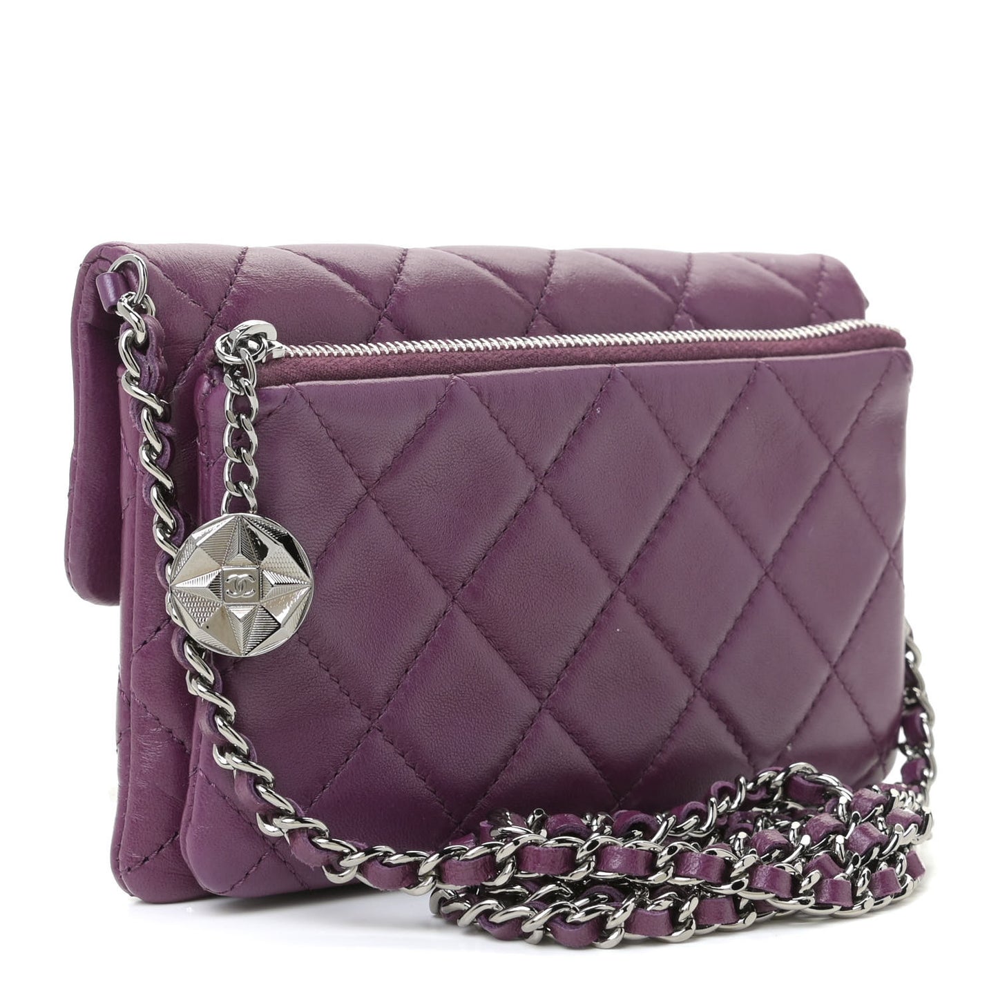 Lambskin Quilted Mini Mineral Nights Flap Crossbody Bag Purple