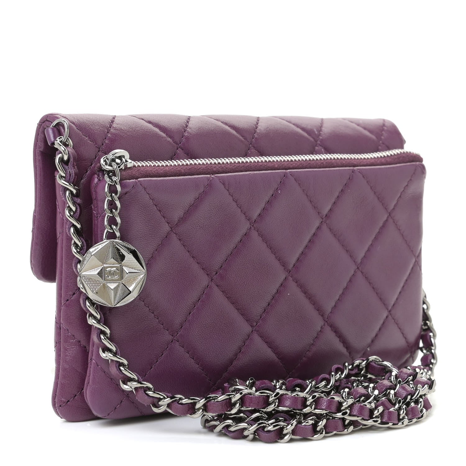Chanel Lambskin Quilted Mini Mineral Nights Flap Crossbody Bag Purple 3 of 12