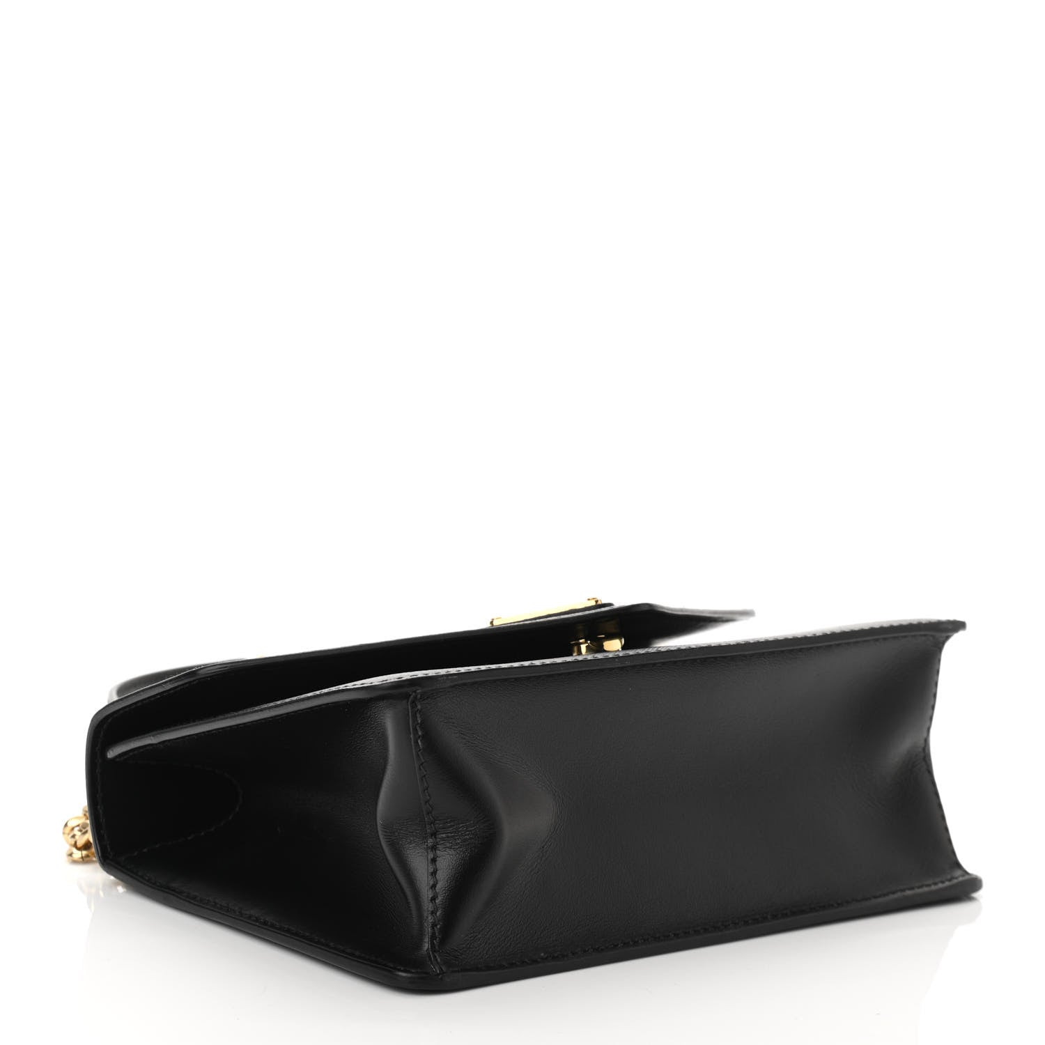 Prada Saffiano Soft Calfskin Metal Triangle Logo Envelope Chain Shoulder Bag Black 4 of 10