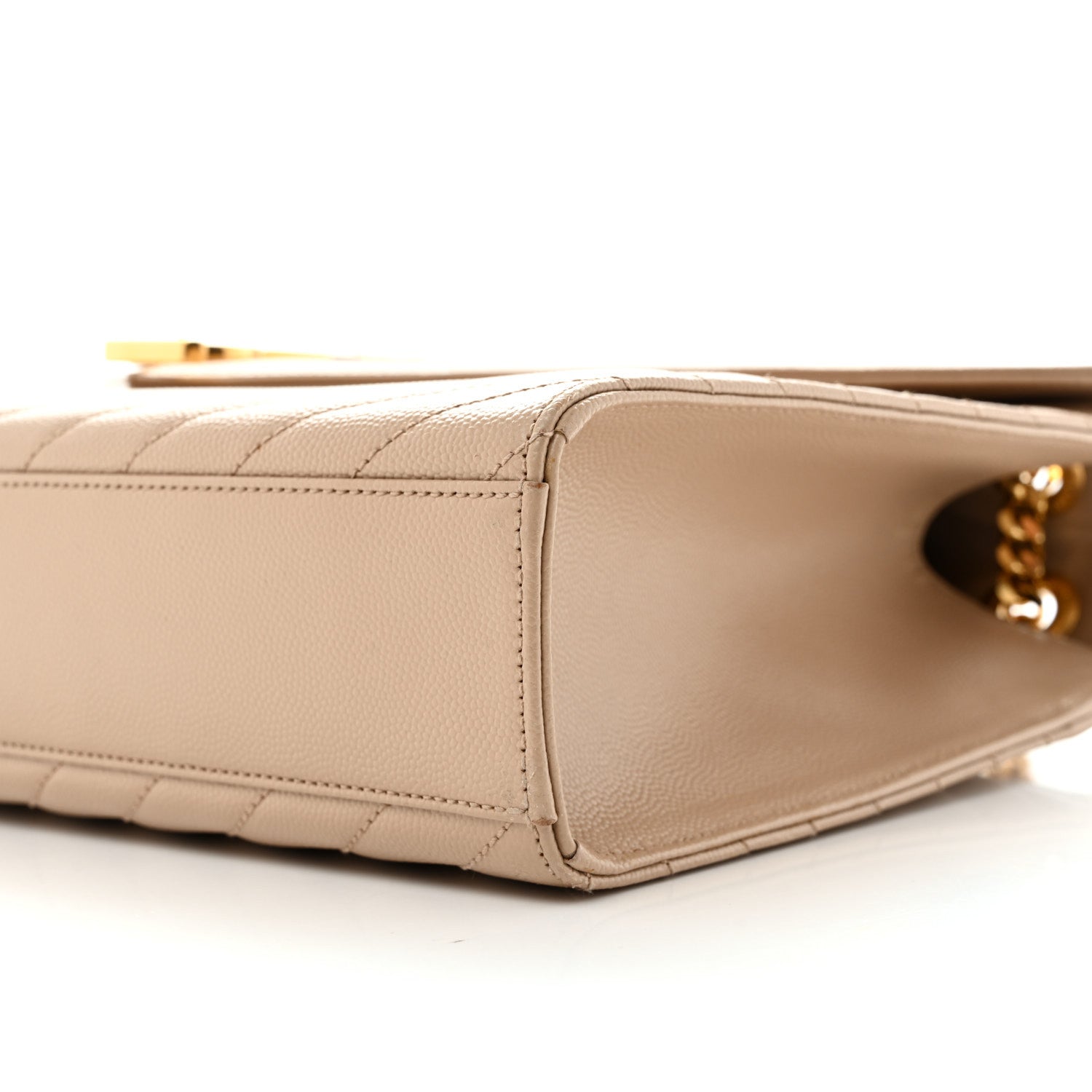 Saint Laurent Grain De Poudre Matelasse Chevron Large Monogram Satchel Dark Beige 9 of 13
