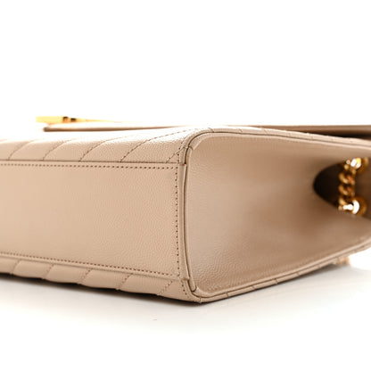 Saint Laurent Grain De Poudre Matelasse Chevron Large Monogram Satchel Dark Beige 9 of 13