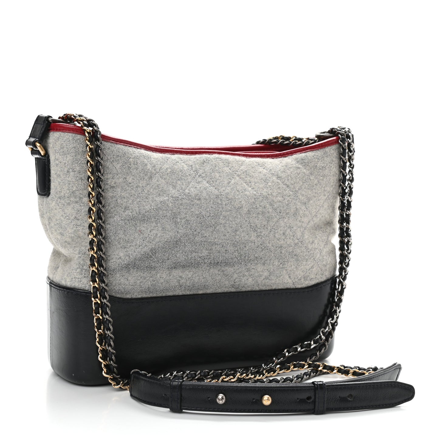 Wool Calfskin Quilted Medium Gabrielle Hobo Navy