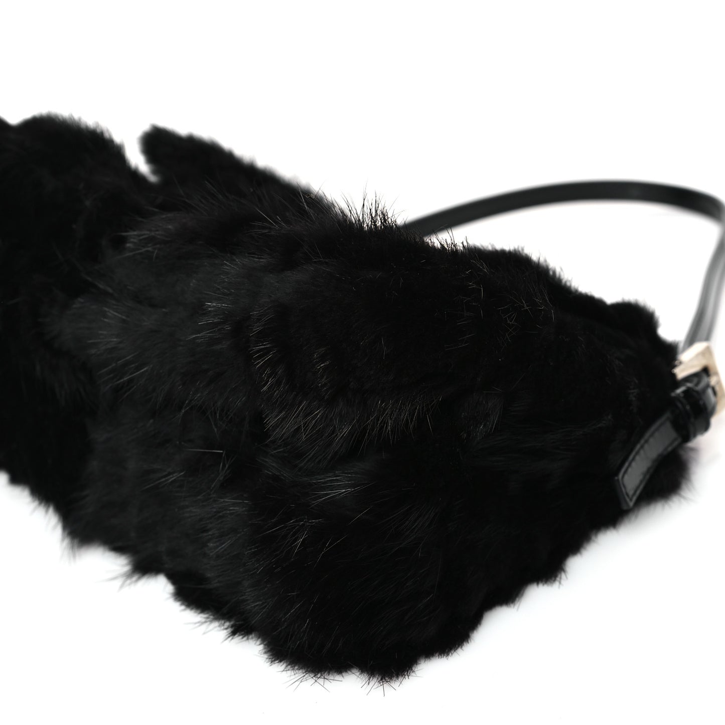 Mink Fur FF Mini Mama Baguette Black