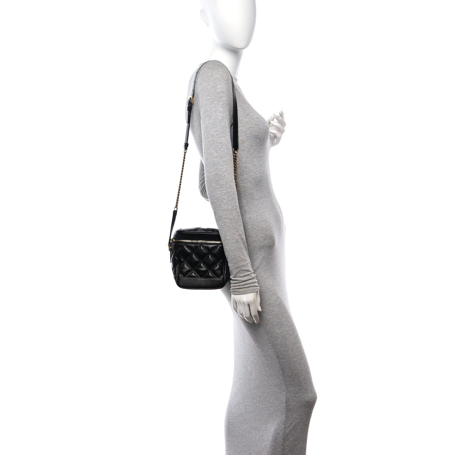 Saint Laurent Grain de Poudre Quilted 80's Vanity Bag Black 2 of 10