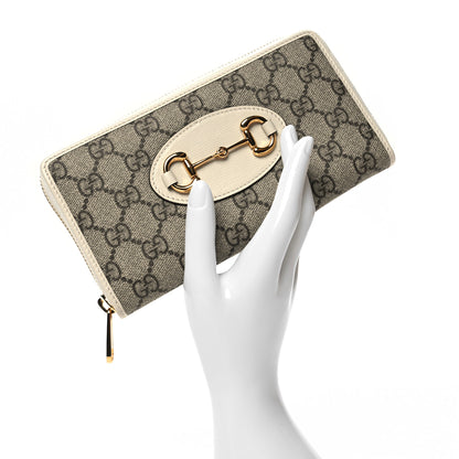 Gucci GG Supreme Monogram Azalea Calfskin Horsebit 1955 Zip Around Wallet Beige Ebony Mystic White 2 of 9