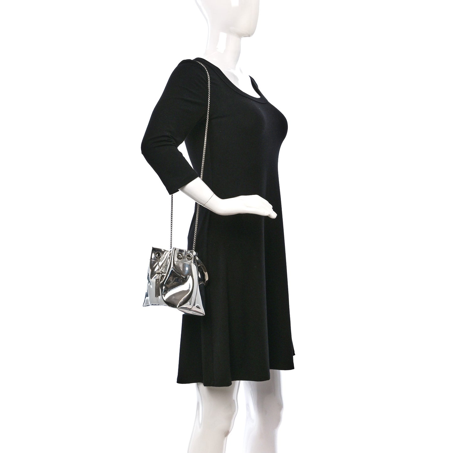 Metallic Patent Bon Bon Bag Silver