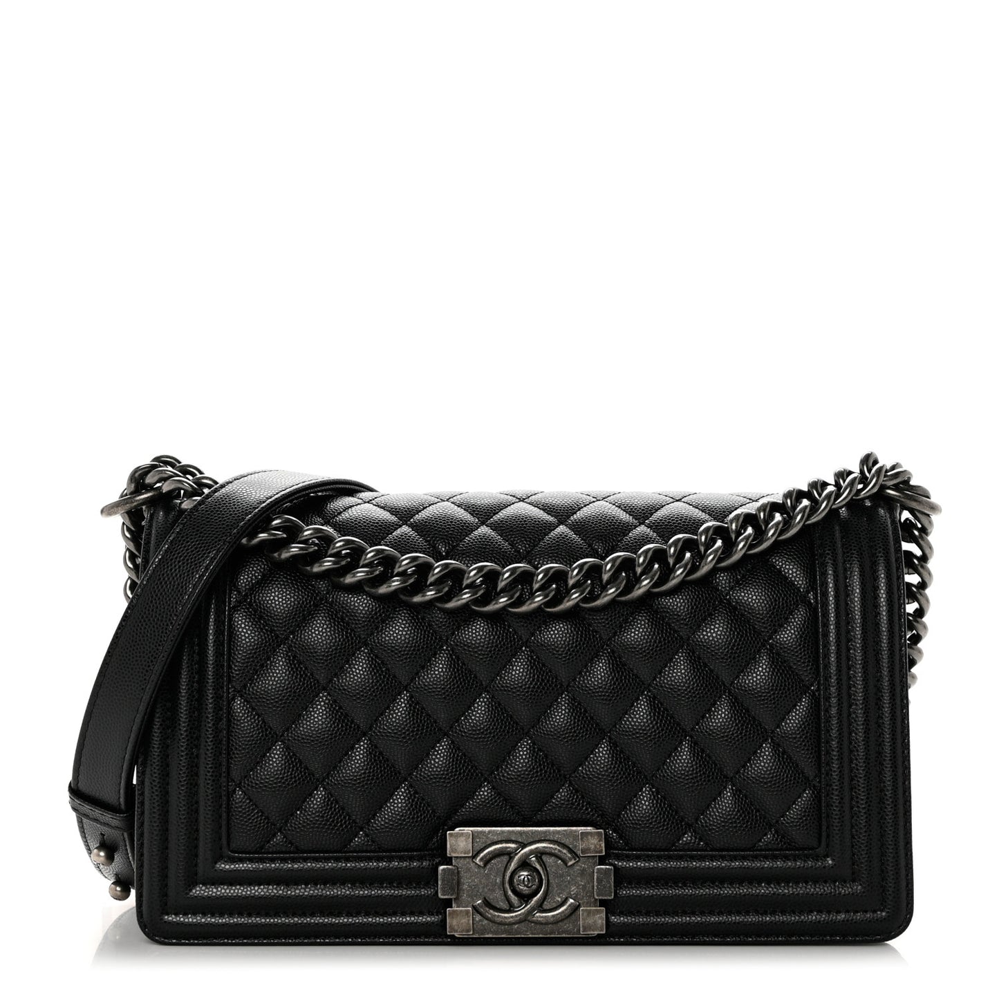 Caviar Quilted Medium Boy Flap Black