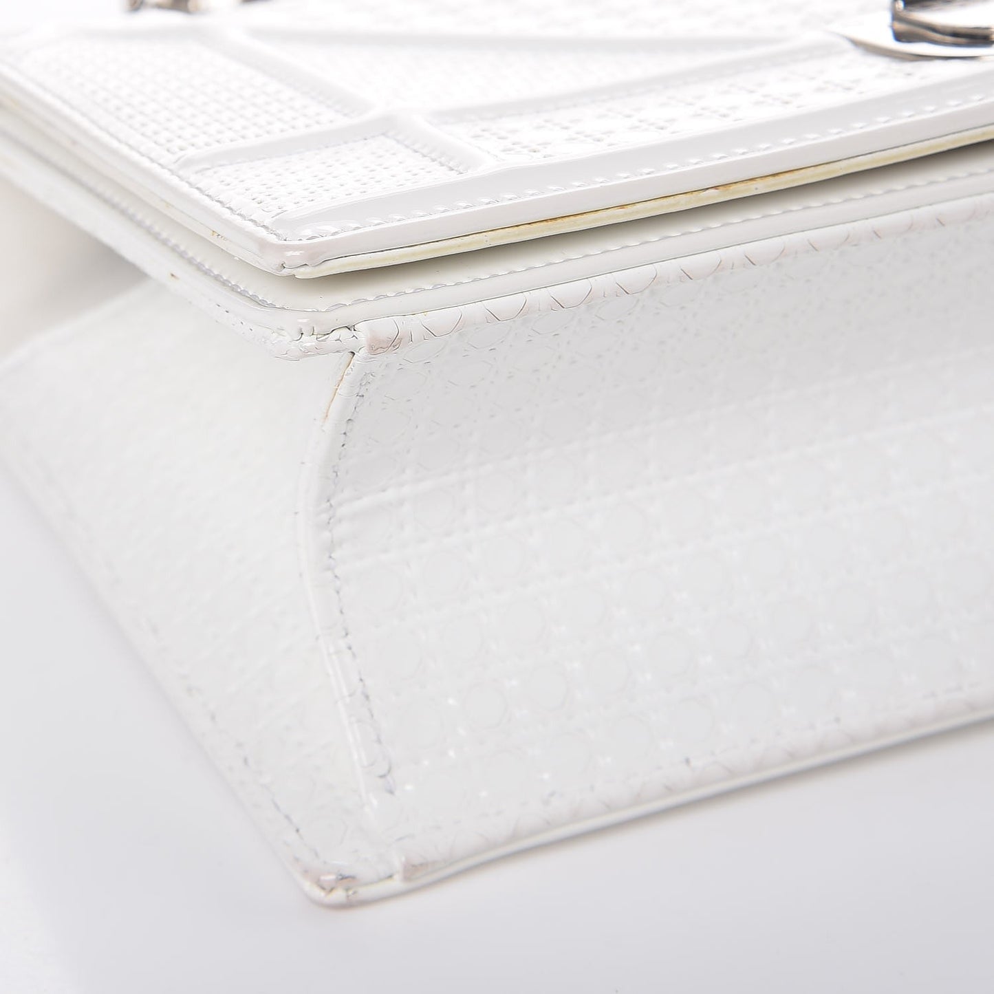 Patent Micro-Cannage Small Diorama Flap Bag White